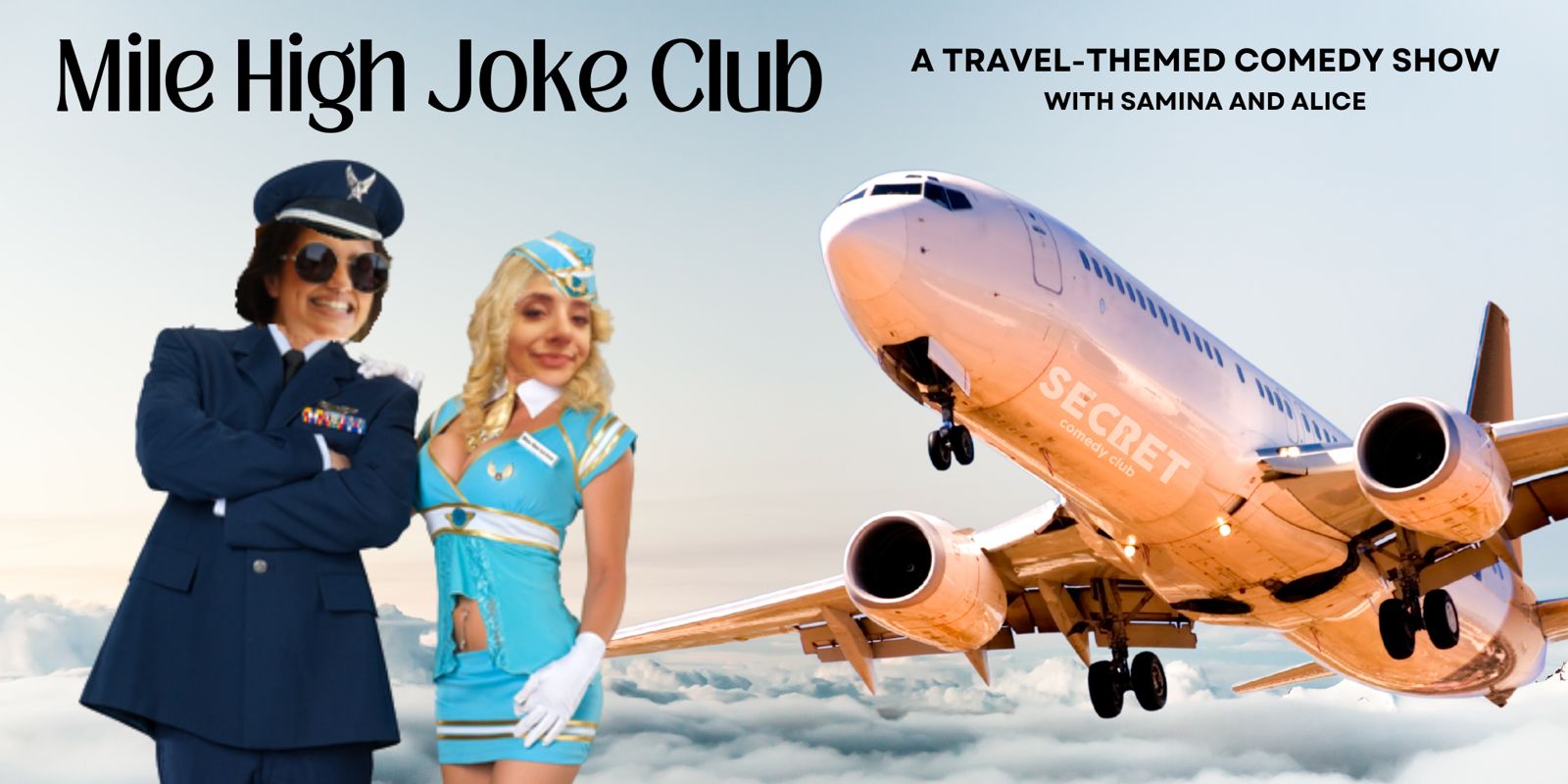 Alice and Samina hosting Mile High Joke Club comedy show in Barcelona