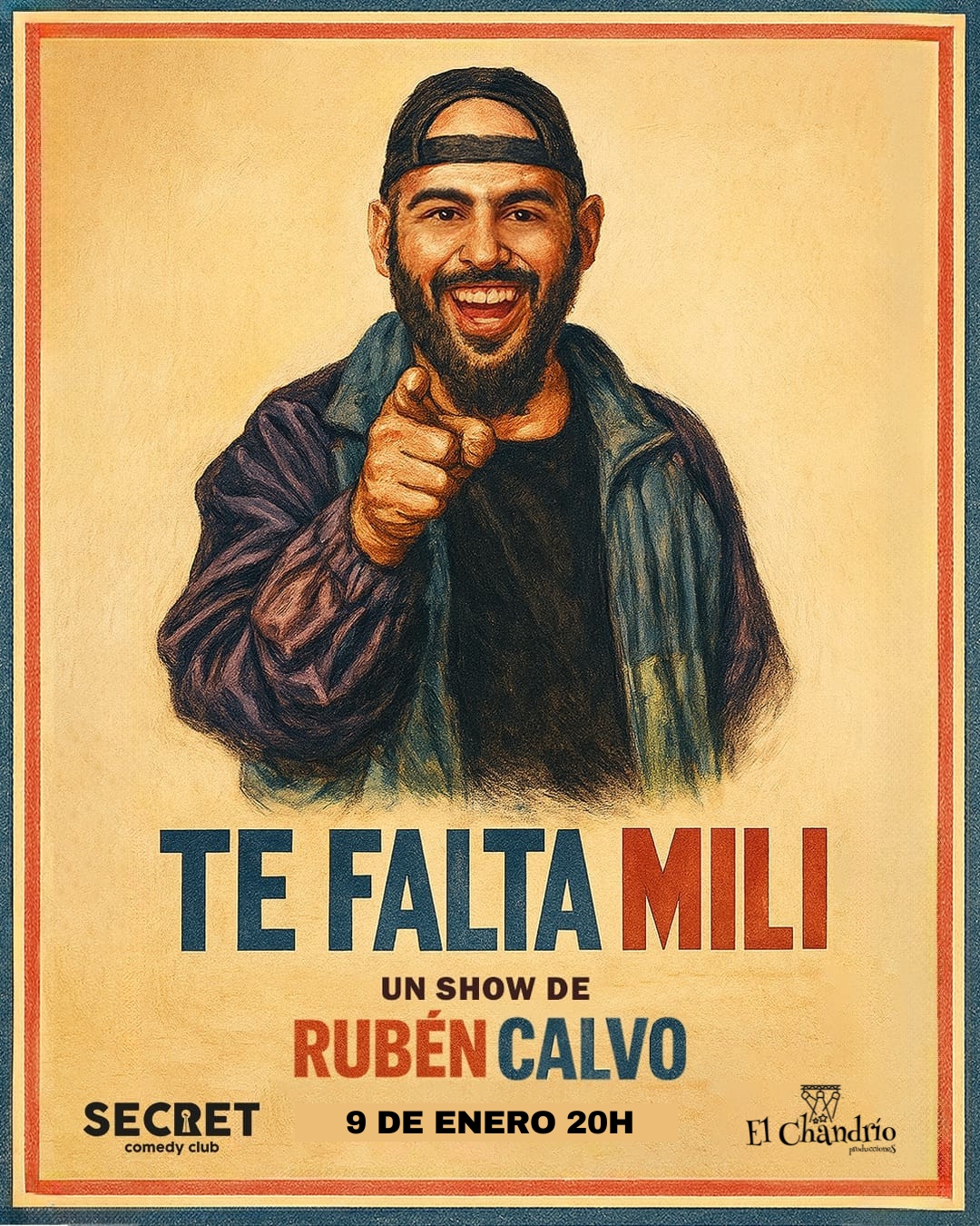 Disfruta el monólogo Te falta mili de Rubén Calvo en el Secret Comedy Club de Barcelona. Risas, humor generacional y una visión actual con duelos de comedia en español. Entradas desde 12 €, fecha única 9 enero 2026 a las 20:00 h.