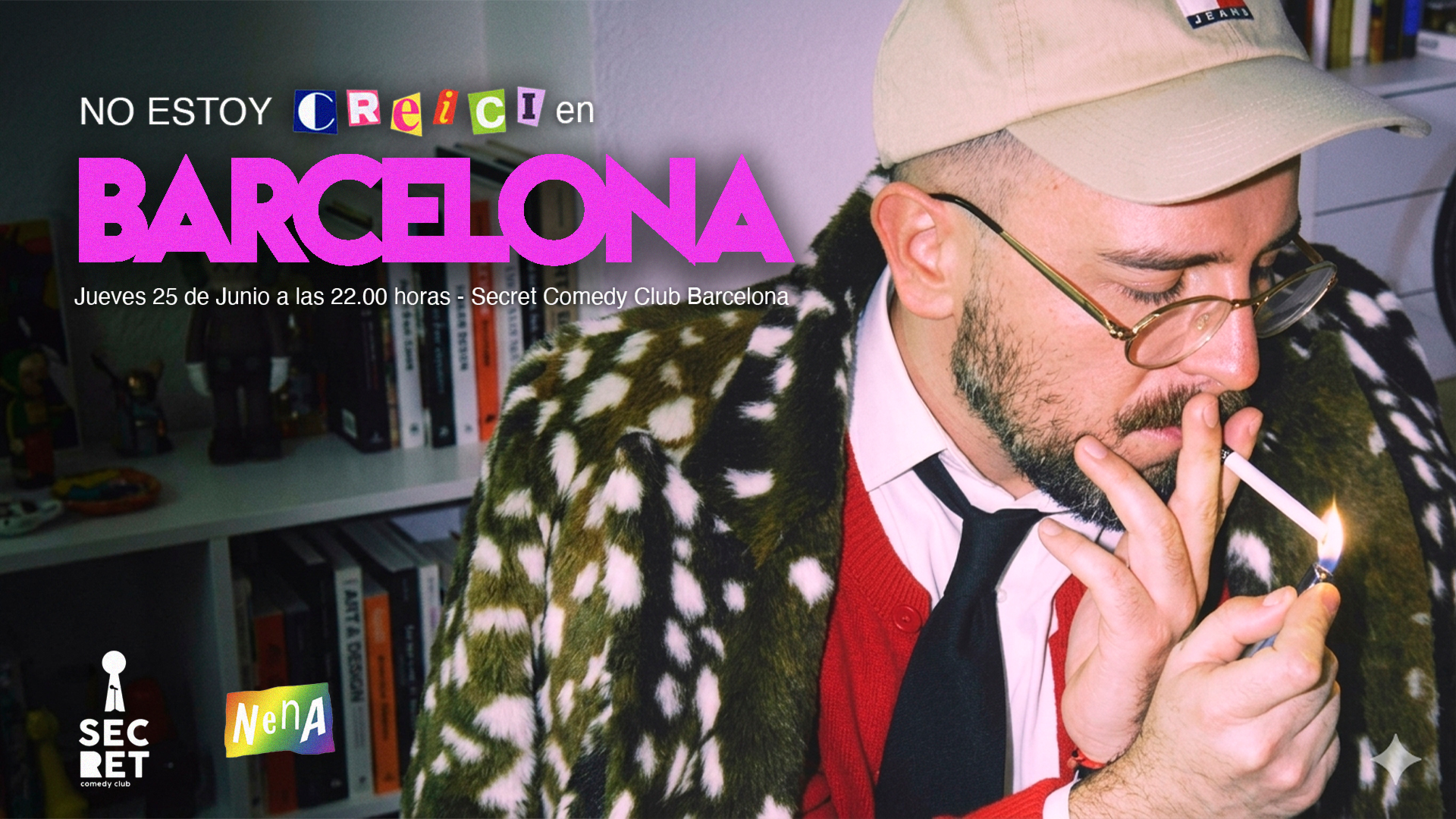 Cartel del show No Estoy Creici en Barcelona con María Fernando en Secret Comedy Club