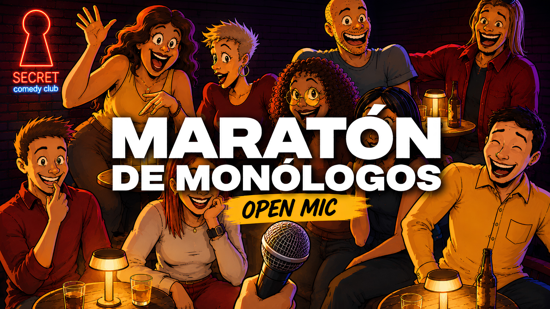 Maratón de Monólogos, open mic de stand-up comedy en Secret Comedy Club Barcelona