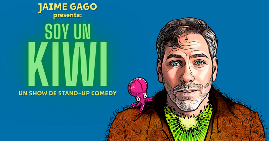 Cartel de Soy un kiwi, show de stand-up comedy de Jaime Gago en Barcelona